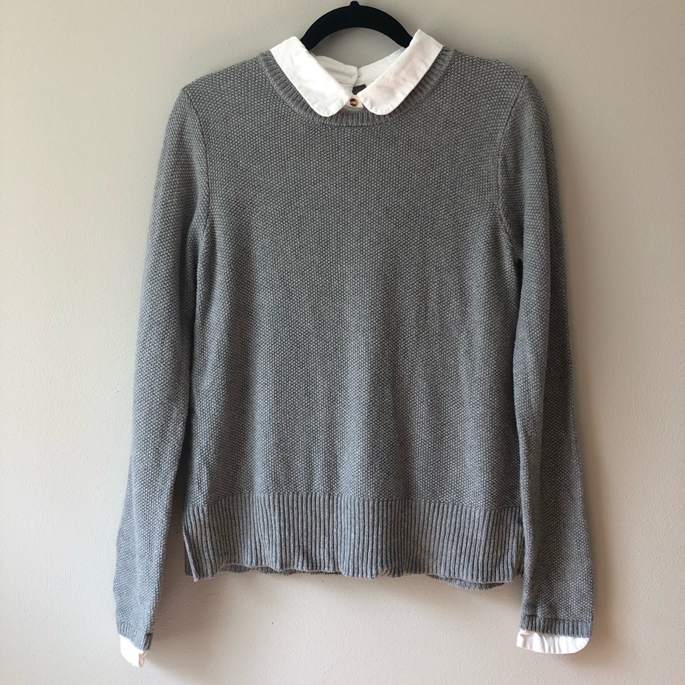 Seraphine Maternity Sweater with faux white collar, Size Medium, Fall, Winter